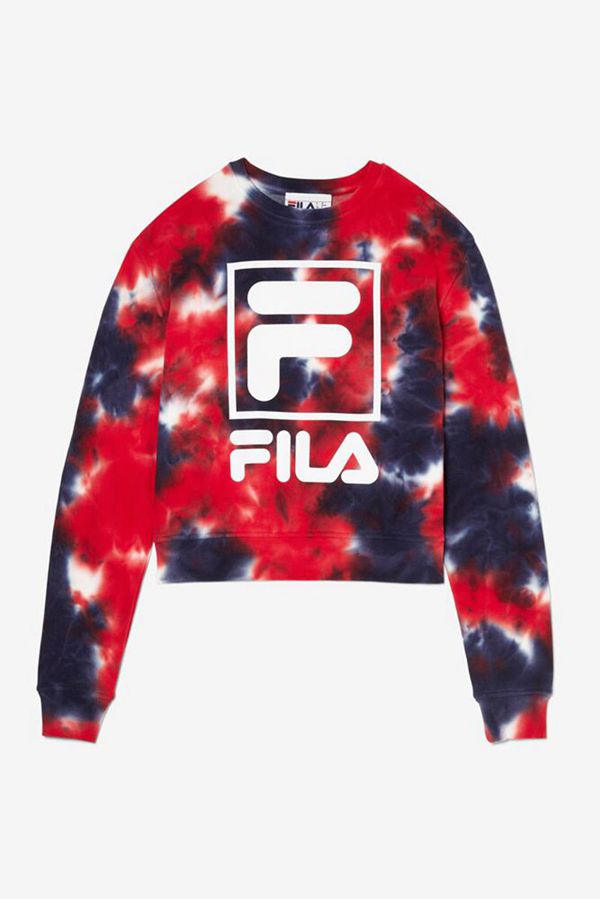 Moletons Fila Mulher Azul Marinho/Vermelhas - Fila Ashley Tie Dye Crewneck Portugal Lojas,GWBT-87164